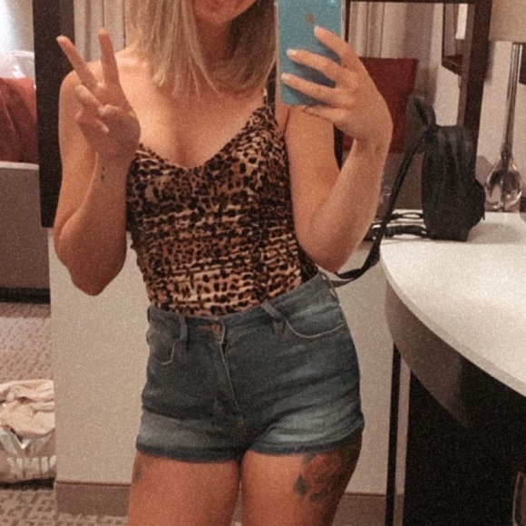 Forever 21 Velvet Ruched Leopard Cami Bodysuit - Picture 4 of 4